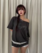Star fairy boat-neck cut short sleeves