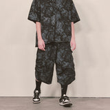 tiedye capri cargo shorts_black