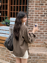 #Brownie Check Overfit Shirt (2color)
