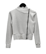 Gad High Neck Zipper Collar Diagonal Zip-Up
