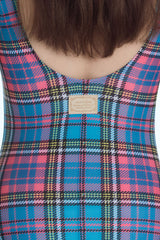 [Preppy Check_blue] Uバック ワンピース スイムウェア
