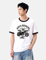 Essential Standard Short-Sleeve Ringer T-Shirt Motorcycle White