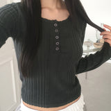 Poset ribbed half button slim fit T-shirt