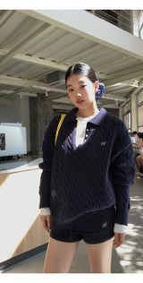 ネイビーカラーツイストニット パンツ２ピース