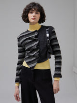 [LINE] Unbalance Draping Button Cardigan