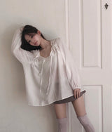 romantique deep v pleur shirring bl