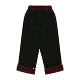Roll-Up Check Sweat Pants - Black