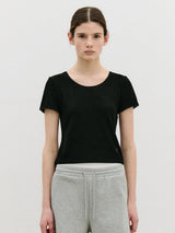 NUBASIC レース リブ Tシャツ ブラック