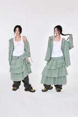 チェックラッフルスカート Green