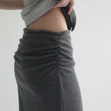 [Lantier] Banding Shirring Slit Long Skirt -3 colors