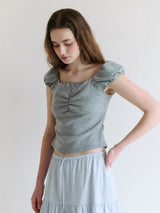 PUFF CAP SLEEVE T-SHIRT GRAY