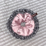 pink rose dot Lace Scrunchies