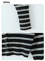 Two-color striped cropped long-sleeved cardigan