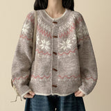 Snowflake tteokbokki button knit cardigan