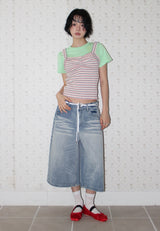 STRIPE FRILL SLEEVELESS