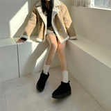 (COW LEATHER🤎🐑🐄) ダルメシアンアグ4㎝プラットフォームショートブーツ