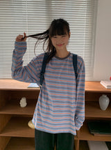 [ユニセックス] キューバオーバーストライプロングスリーブTシャツ