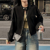 【BELLIDE MADE】バンドカラー スエード クロップジャケット