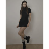 EVE HALF NECK DRESS-BLACK