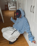 Sweety Stripe Crop Hood Zip-Up