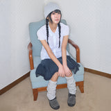 cozy stripe leg warmer light grey