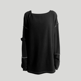 SLIP NECK OVERLOCKED TOP : BLACK