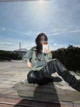 Noir Vintage Denim Hooded T-Shirt
