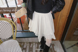 Deep cotton lace unbalanced midi skirt