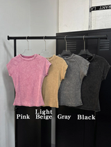 Pigment washing crop t-shirts(4color)