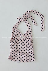 Ribbon Polka Dot Halterneck Sleeveless
