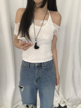 Roman Sleeveless Flower Blouse Set