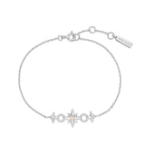 silver linked star rhodium plating + 925 silver bracelet B063-05H