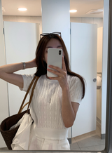 Slow Cable Round Short Sleeve Knit / 10 colors