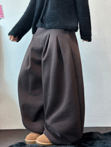 M,XL🤎2SIZE🤎 DOUBLE PINTUCK WIDE LONG BALLOON PANTS ❤🤎🖤🩶4COLOR