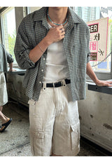 [Unisex] リネンクロップチェックシャツ ver.2(3color)