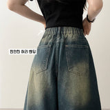 Mews Waistbanding Vintage Washed Side Pintuck Denim Bermuda Shorts