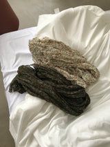 2-Color Small Floral Pleated Vintage Scarf