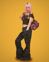 camo bootscut pants