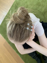 Mini flower pop pearl hair-pin(4pcs)