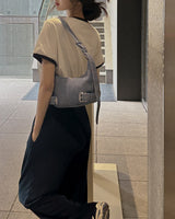 Linta denim buckle hobo bag