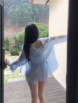 Back Note Back Strap Oversized Long Sleeve Shirt
