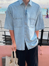 ASCLO Summer Denim Roll Up Shirt (2color)