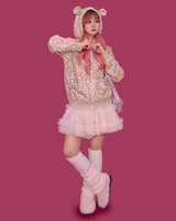 mimi leopard bear hood zip-rp (기모)