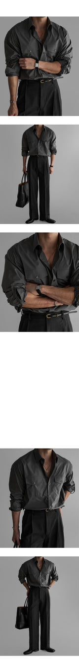 Stitch Roll Up Shirt [Charcoal]