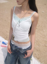 Roger Layered Lace Color Matching Mesh Sleeveless