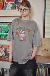 ハローフラワーピグメント半袖Tシャツ