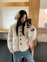 Beads Burton No Collar Round Fur Jacket