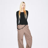 Line point knit top [black]