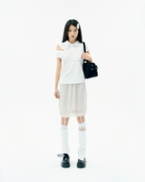 Layered Mesh Nylon Midi Skirt / Beige