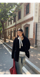 レースフリルスカーフ長袖Tシャツ